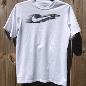 Nike Boys Logo White Dri Fit Short Sleeve
